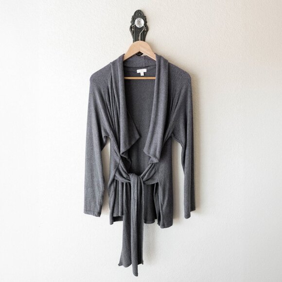 Charming Charlie Gray Tie Waist Cardigan | Size L Super Soft Open Front - Picture 1 of 9